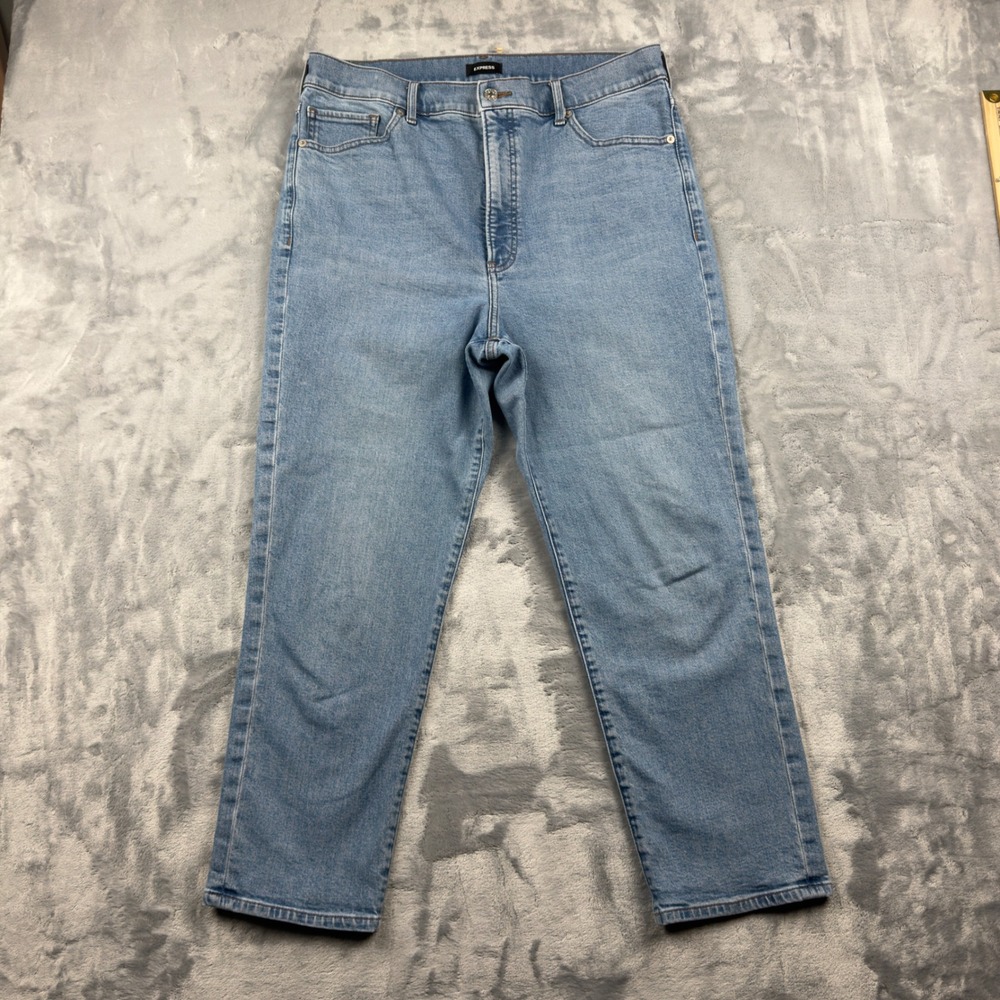 Express Mom Jean Super High Rise Light Wash Denim Size 14